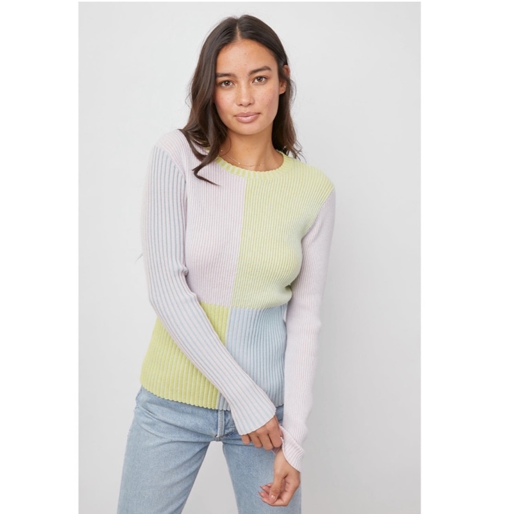 Rails Pia Pastel Color Block Cotton Cashmere Sweater
